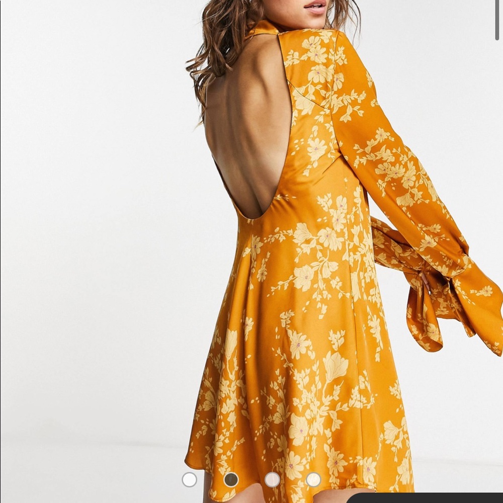 SOLD Free People Aries Long Sleeve Backless Printed Mini Dress